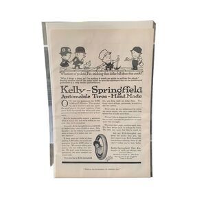 Vintage 1916 Kelly Springfield Auto Tires Hand Made Advertisement Ad Advertising
